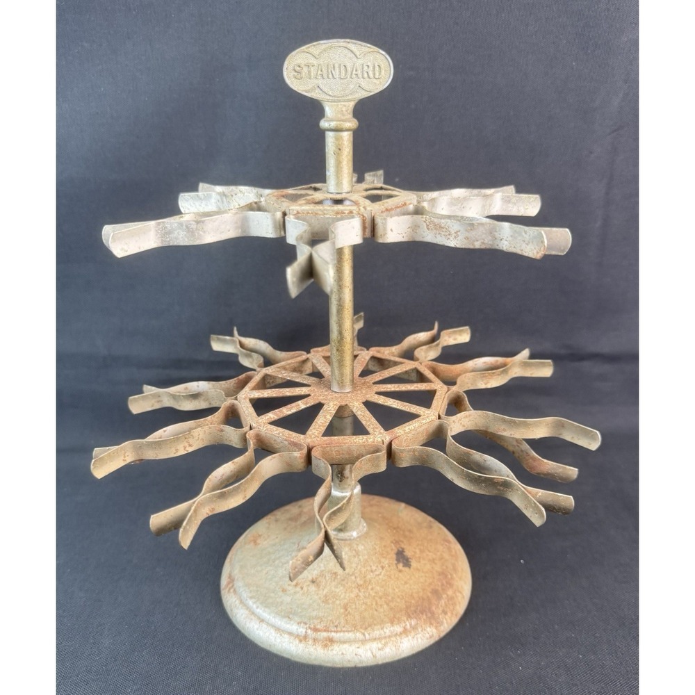 Vintage Standard Brand Metal 2 Tier Rubber Stamp Holder Carousel